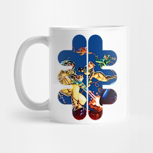 Astronauts Space Retro Vintage Delight: Fantasy, Sci-Fi, Art, and Comic Book Inspired Design Mug